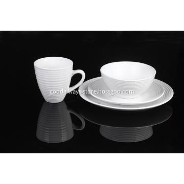 16 pieces stoneware embossed dinnerware set